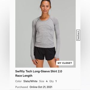 Lululemon swiftly tech LS - race